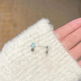 Daiiibabyyy  Y2K Blue Crystal Star Stud Earrings For Women Egirl Exquisite Zircon Pentagram Star Temperament Earrings Aesthetic Jewelry