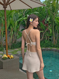 Daiiibabyyy  Sweet Bal Knitted  Swimsuit Women's Vaion Swimwear Belly Covering Slimming Effect Casual Sle No Brand