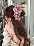 DAIIIBABYYY  -  1pc retro rose flower lace large intestine hair tie, gentle temperament bun hairstyle flower hair rope hair accessories