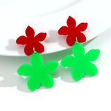 Daiiibabyyy  Sweet Acrylic Colorful Flower Dangle Earring for Women Five Petal Floral Pendant Earrings Holidays Jewelry Accessories