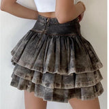 DAIIIBABYYY  -  2024 Summer Korean Retro Minimalist Fashion Sweet Short Skirt High Waist Panel Hundred Pleats Distressed Women's Mini Skirts