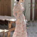 DAIIIBABYYY  -  French Haute Couture Fairy Long Dress, Temperament and Socialite New Slimming, Unique and Beautiful Floral Dress, Summer