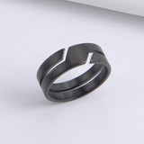 DAIIIBABYYY  -  Stainless Steel Ring for Men Women Black Minimalist Casual Finger Rings  Couple Jewelry Wedding Gift for Lover