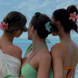 Daiiibabyyy  Bohemian Flower Hair Claw Clip For Women Sweet Floral Hair Claws Crab Clamp Barrettes Hawaiian Headwear Beach Accessories Girl
