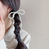 DAIIIBABYYY  -  Fashion Beaded Bow Telephone Wire Hairband Ponytail Braid Elastic Spiral Rubber Band Simple Hair Ties For Girls Hair Accessories