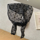 Daiiibabyyy  Retro Floral Printed Lace Triangle Scarf Transparent Embroidered Lace Head Scarf Thin Scarf Accessories Lace Headband Party