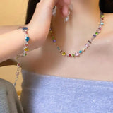 DAIIIBABYYY  -  Light Luxury Crystal Beads Necklace for Women Girl Colorful Zircon Bracelet Fine Jewelry Candy Color Y2K Chokers Birthday Gifts