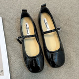Daiiibabyyy 2024 Spring New Women Black Flat Shoes Fashion Red Ladies Casual Dress Mary Jane Shoes Soft Sole Round Toe Outdoor Ballerina