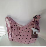 Daiiibabyyy  Streetwear Polka Dot Office Lady Shoulder Bag Women Canvas Drawstring Pleated Hobo Bags Y2k Aesthetic Handbags Crossbody Korean