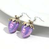 Daiiibabyyy  Boho Acrylic Colorful Transparent Strawberry Dangle Earrings for Women Fashion Resin Shiny Fruit Pendant Earring Lovely Jewelry