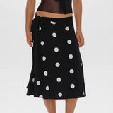 Daiiibabyyy  Spring Summer New Low-Waist Side-Tie Skirt For Women Sexy Large Polka Dot Print Midi Skirt Pure Desire Fashion Style Skirt 1KIJ