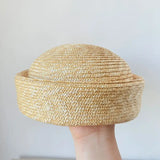 Daiiibabyyy  100% Natural Rice Herb Box Hat Unisex Japanese Summer Sun Protection Sailor Hat American Retro Beach Round Beret
