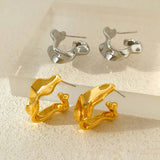 Daiiibabyyy Irregular Liquid Gold Color Metal Stud Earrings for Women Hip-Hop Punk Fashion Personality Earring Ms Girl Travel Accessories