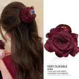 Daiiibabyyy  Elegant Purple Flower Hair Claw for Women Girls Sweet Rose Headwear Back Head Floral Hair Clip Hairpin Fashion Hair Accessories