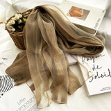 Daiiibabyyy  Spring And Summer 100% Silk Breathable Scarf Shawl Elegant Long Scarves Shawls Spring Fall Brand Accessories Head Scarf