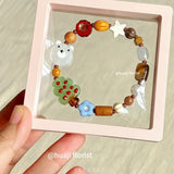 DAIIIBABYYY  -  Christmas Santa Christmas Tree Cute Ceramic Beaded Charm Bracelet Adjustable Bracelet For Women Girl New Year Party Jewelry Gift