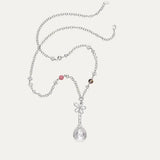 Daiiibabyyy  Korean Silver Spoon Flower Relief Bead Necklace for Women Elegant High-End Trendy Long Sweater Chain Accessory Versatile Fashion