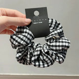 DAIIIBABYYY  -  Satin Silk Scrunchies for Hair Free Shipiping Ties Romantic Plaid Pattern Korean Fashion Hairstyle  Elastic Hair Rubber Bands