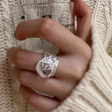 DAIIIBABYYY  -  Irregular Geometric Crystal Rings For Women Girls Creative Design Simple Fashion Exaggerated Engagement Jewelry Gifts