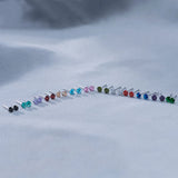 Daiiibabyyy 100% 925 Sterling Silver Stud Earring for Women Girl Gift Colorful Zircon Crystal Jewelry Small Exquisite Wholesale