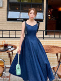 DAIIIBABYYY  -  Ribbon Bow Denim Dress Women Korean 2025 Summer New Style French Feeling Large Swing Suspender Long Vestidos