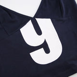 Daiiibabyyy  Women's Letter Print Neck Hanging Vest Shorts Two-piece Set Summer Fashion Slim Fit Dark Blue Comfortable Outdoor Sports Outfit