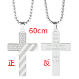 DAIIIBABYYY  -  American Flag Cross Necklace Stainless Steel Inspirational Bible Verse HipHop Lettering Pendant Chain for Boys Men Jewelry