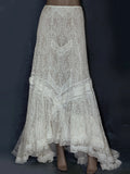 DAIIIBABYYY  -  Women High Waist Skirt Sweet White Elegant Guipure Lace Ruffle Trim Asymmetric Hem Vintage Casual Transparent Maxi Skirt 2025