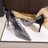 Daiiibabyyy  New Women's Shoes Exquisite Rhinestones Pointed High Heels for Woman Fashion Model Casual Shoes Designer Shoes Zapatos De Mujer