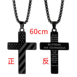 DAIIIBABYYY  -  American Flag Cross Necklace Stainless Steel Inspirational Bible Verse HipHop Lettering Pendant Chain for Boys Men Jewelry