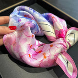 DAIIIBABYYY  -  100% Foulards En Soie Mode Fleurs Vives Couleur 53CM Petites Echarpes Carrees Cou Enveloppe Decorative Imprime Foulards