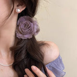 Daiiibabyyy  Elegant Purple Flower Hair Claw for Women Girls Sweet Rose Headwear Back Head Floral Hair Clip Hairpin Fashion Hair Accessories