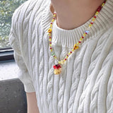 DAIIIBABYYY  -  Summer Acrylic Apple Necklace Stylish Trendy Women's Fashion Jewelry Accessory