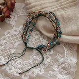 DAIIIBABYYY  -  New Chinese Style Couple Bracelet Women's Retro Bohemian Ethnic Style Natural Stone Beaded Stacked Woven Jewelry Advanced Gift