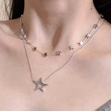 Daiiibabyyy  Y2K Irregular Star Pendant Necklaces for Women Korean Fashion Punk Hip Hop Pentagram Necklace Aesthetic Jewelry Gift Accessories