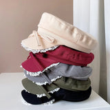 DAIIIBABYYY  -  Ins Niche Bow Lace Strap Flat Top Berets Cap Spring and Summer Travel Sweet Versatile Sun Protection Retro Newsboy Hats Women