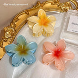 Daiiibabyyy  Bohemian Flower Hair Claw Clip For Women Sweet Floral Hair Claws Crab Clamp Barrettes Hawaiian Headwear Beach Accessories Girl