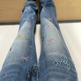 DAIIIBABYYY  -  American Style Spring Printing Graffiti Vintage Women New Embroidery Jeans Summer High Waisted Loose Wide Legs Casual Trousers