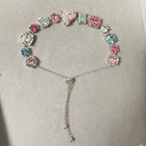 Daiiibabyyy  New Colorful Crystal Bracelet Candy Zircon Design Shiny Sweet High-End Popular Adjustable Bracelet Women's Delicate Jewelry