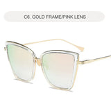 Daiiibabyyy  Retro Design Cat Eye Sunglasses Fashionable Driving Metal Frame Glasses Suitable For All Seasons Leisure Walk UV400