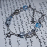 Daiiibabyyy Blue Bead Y2K Bracelets for Women Stars Pendants Gorgeous Fairycore Charm Stainless Steel Hot Girl Kawaii Jewelry Party Gift