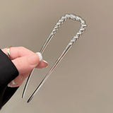 Daiiibabyyy  Metal Pearl Hairpins Metal U-Shaped Hair Clip Pins Vintage Long Thick French Pins Hair Sticks For Women Gifts