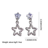 Daiiibabyyy  Shiny Silver Color Starry Sky Zircon Star Drop Earrings Temperament Fashion Jewelry For Girls and Women Holiday Wearing