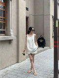 DAIIIBABYYY  -  French Three-dimensional Twisted Sleeveless Top Shorts Set Women Summer Casual Glossy Vest Two-piece Set