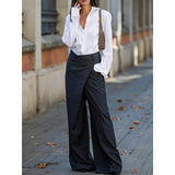 DAIIIBABYYY  -  Women's Suit Pants Gray Black Wide Leg Trouser New Fashion Asymmetric High Waisted Split-Joint Spring Female Clothing