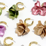 Daiiibabyyy  New Trend Acrylic Large Pearl-luster Petal Flower Drop Earrings for Women Personal Exaggerate Earrings Trend Jewelry