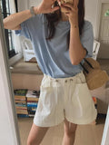 DAIIIBABYYY  -  Korean Back Letter Love Printed T-shirt Women Summer New Style Retro Temperament Loose Color Collision Versatile Top