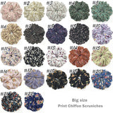 DAIIIBABYYY  -  Large Hair Band Elastic Chiffon Scrunchies Floral Print Malaysian Bunch Hair Tie Oversized Volumizing Malaysian Rubber Band