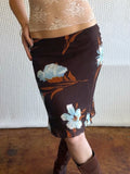Daiiibabyyy  American Prairie Chic Flower Print Edible Tree Fungus Low Waist Gauze Vintage Skirts