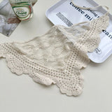 Daiiibabyyy  Korean Sweet Handmade Knitted Crochet Hollow Triangle Scarf Solid Color Hair Tie Scarf Hijabs